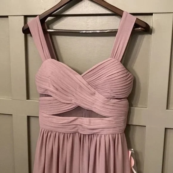 Birdy Grey Elsye Bridesmaid Dress in Mauve Mesh Cutouts Maxi Gown Size Small NWT - Picture 11 of 16